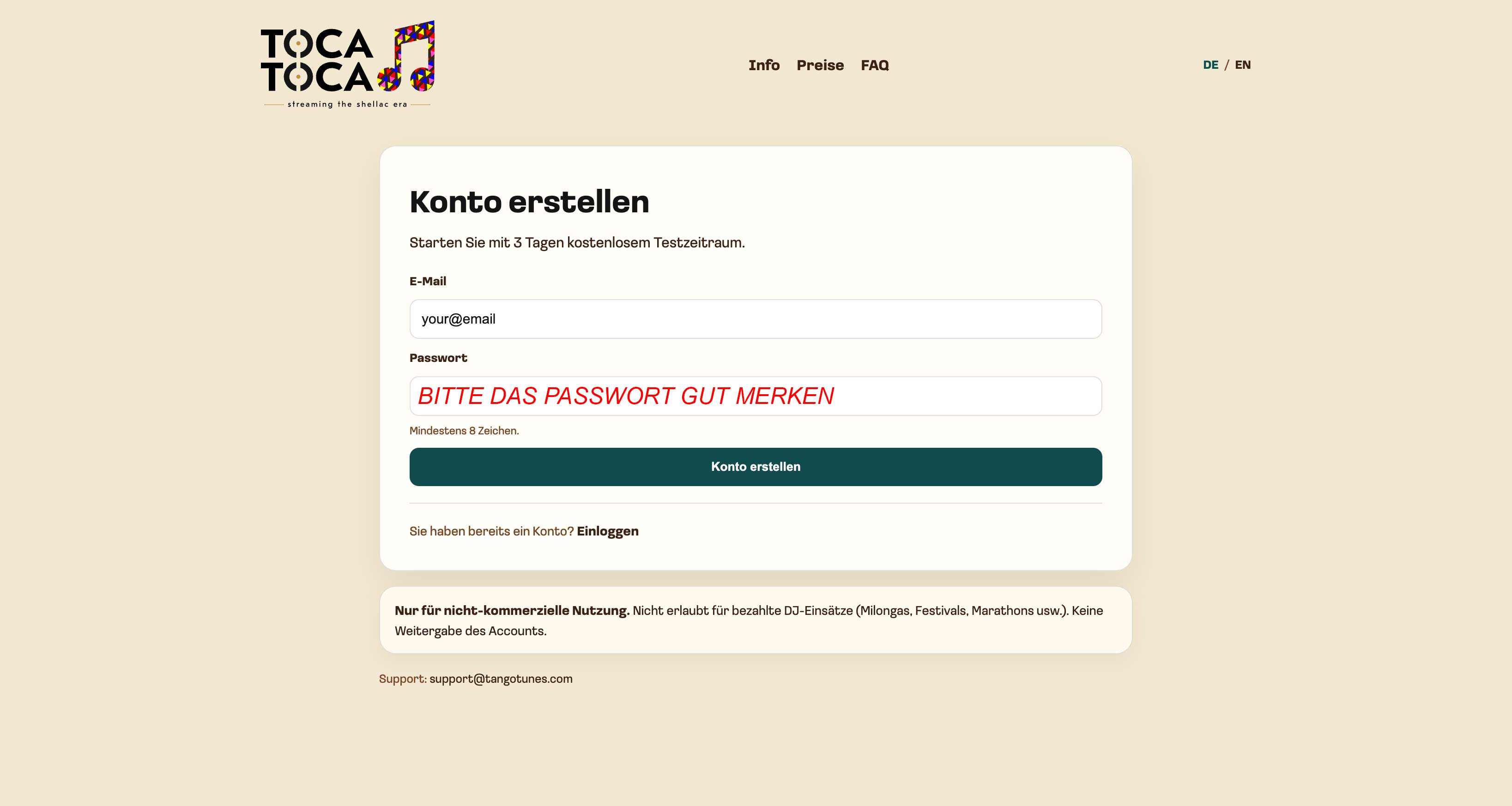 Konto-Erstellung
